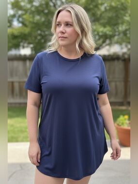 Classic Navy Short Sleeve Tunic Top